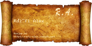 Réfi Alex névjegykártya