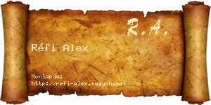 Réfi Alex névjegykártya